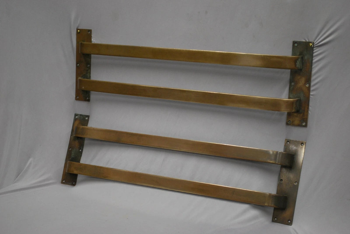 Deco Brass Door Handles, Hotel / Cinema Large Stunning Handles, Original Patina