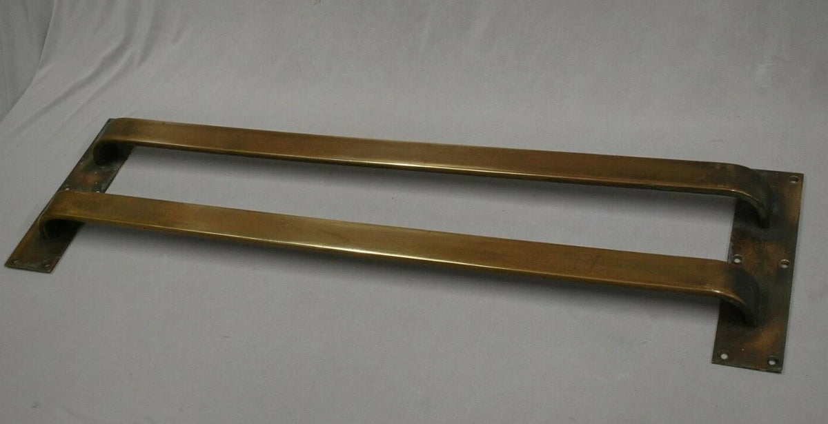 Deco Brass Door Handles, Hotel / Cinema Large Stunning Handles, Original Patina