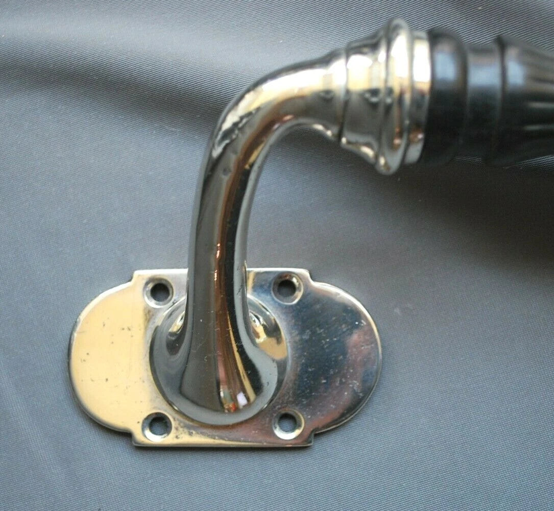 Large Stunning Nickel Door Handle / Pull / Heavyweight Solid Wood & Nickel