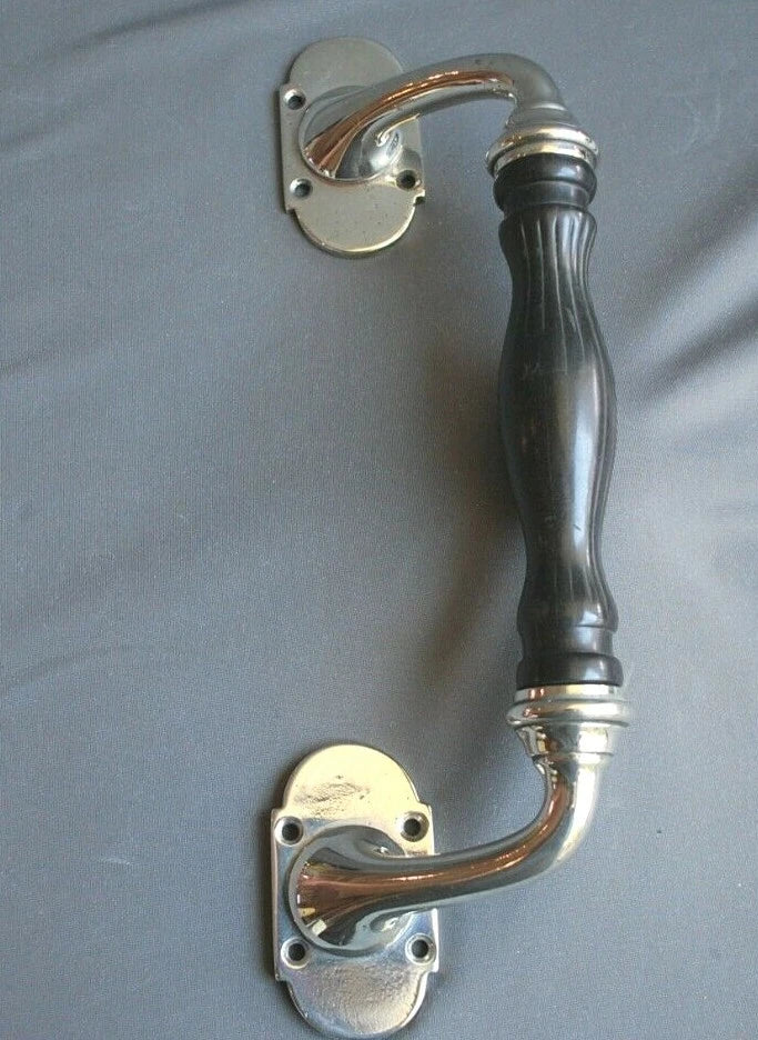 Large Stunning Nickel Door Handle / Pull / Heavyweight Solid Wood & Nickel