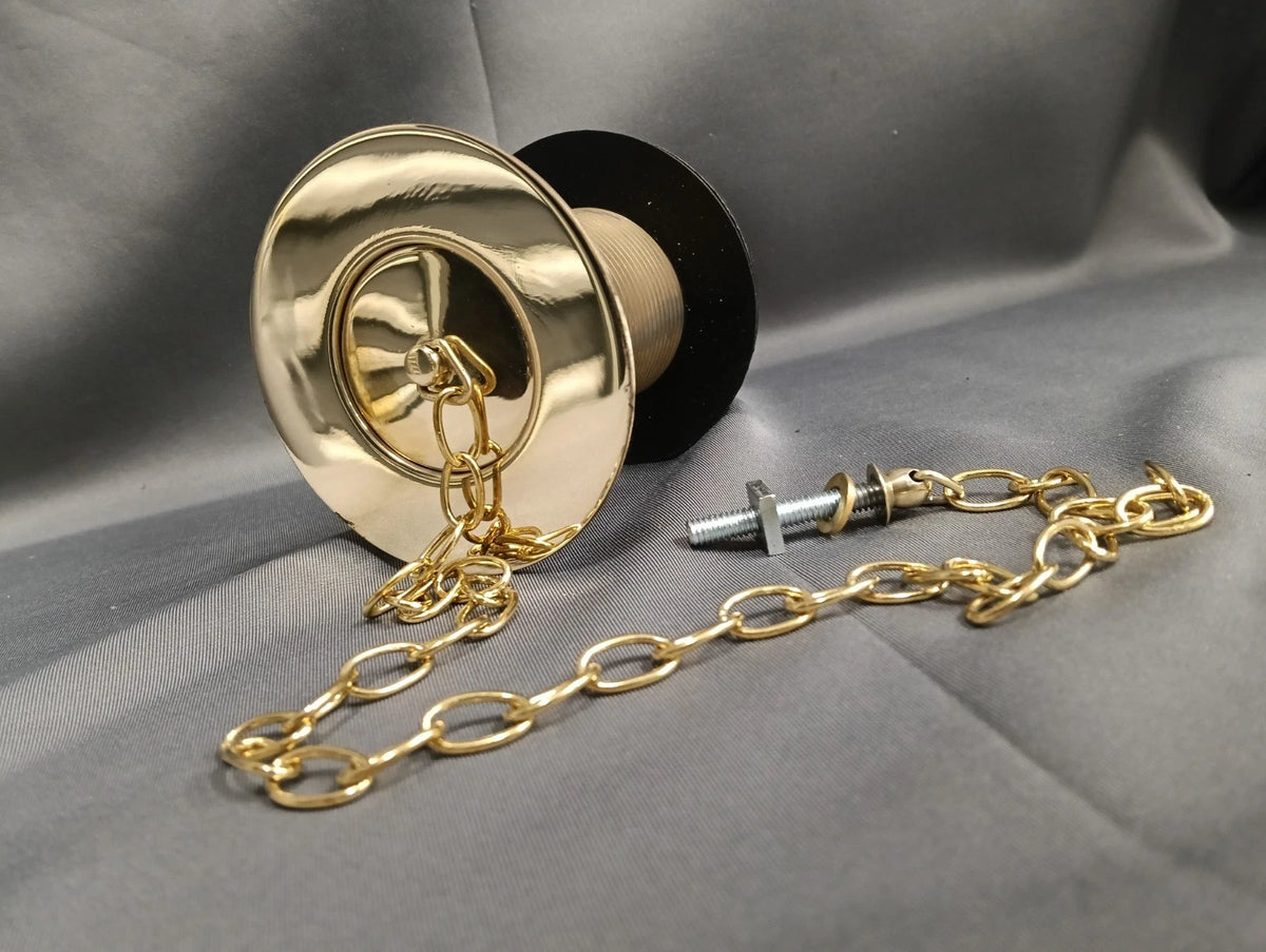 Brass Belfast Kitchen Sink Un-Slotted Waste, Plug, Chain 1 1/2 Inch Refurbished