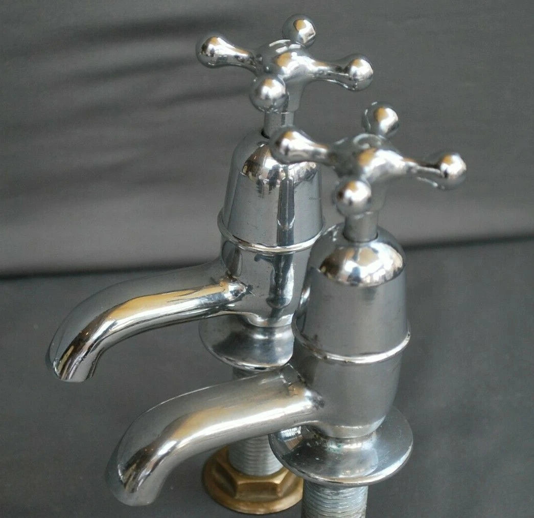Chrome Retro Bathroom Basin Taps Reclaimed & Fully Refurbished Taps, Ready 2 Fit