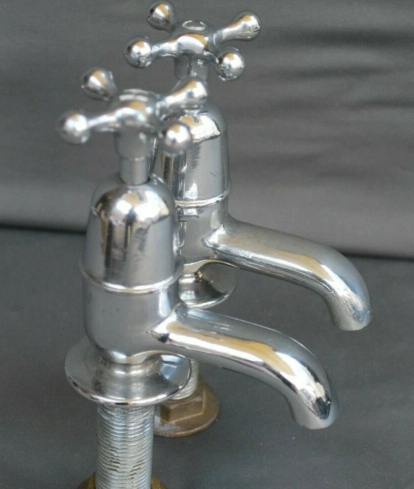 Chrome Retro Bathroom Basin Taps Reclaimed & Fully Refurbished Taps, Ready 2 Fit
