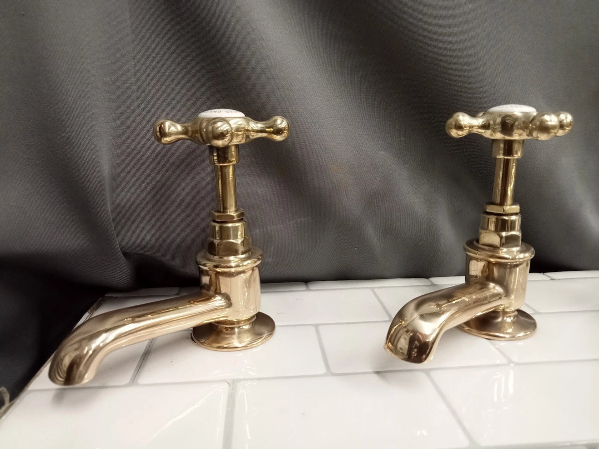 Lefroy Brooks Brass Long Nose Bath Taps and Basin Taps Reconditioned