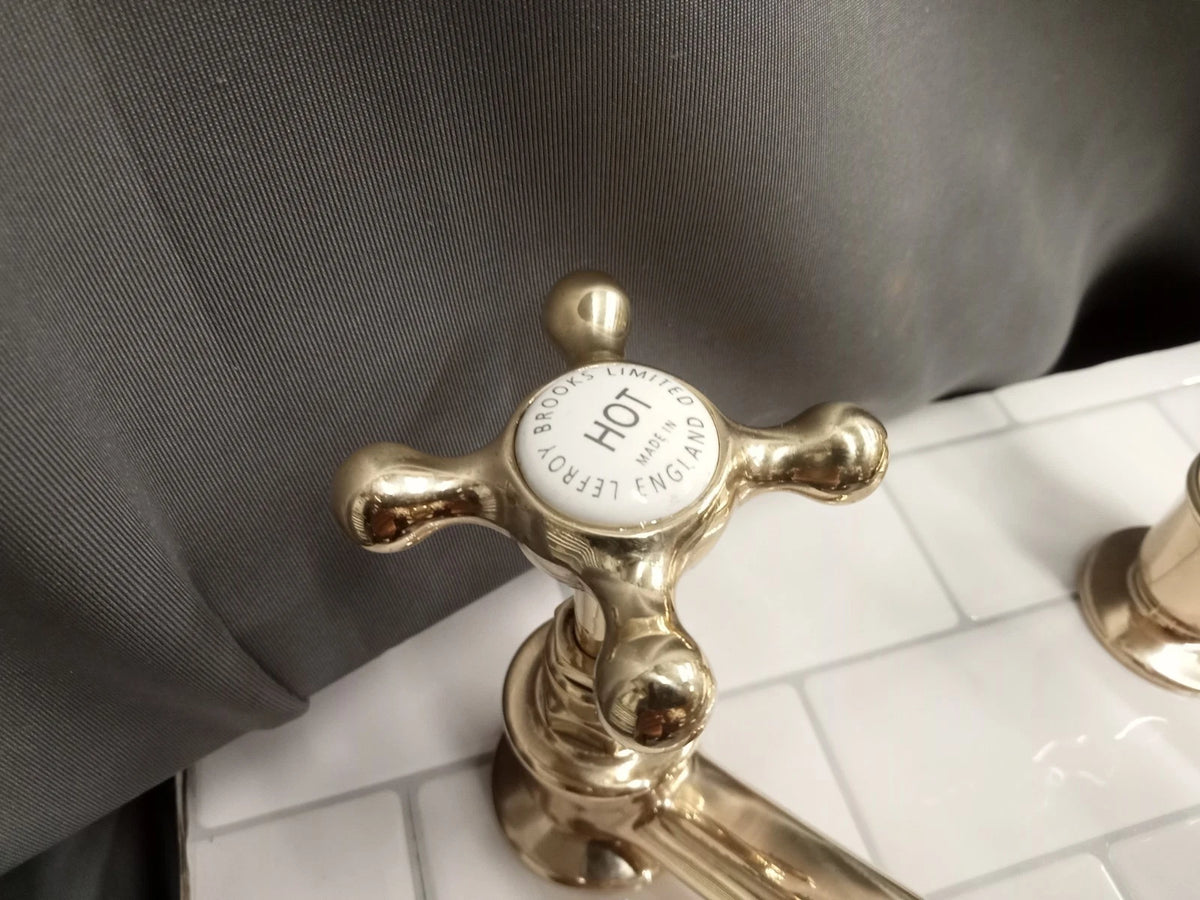 Lefroy Brooks Brass Long Nose Bath Taps and Basin Taps Reconditioned