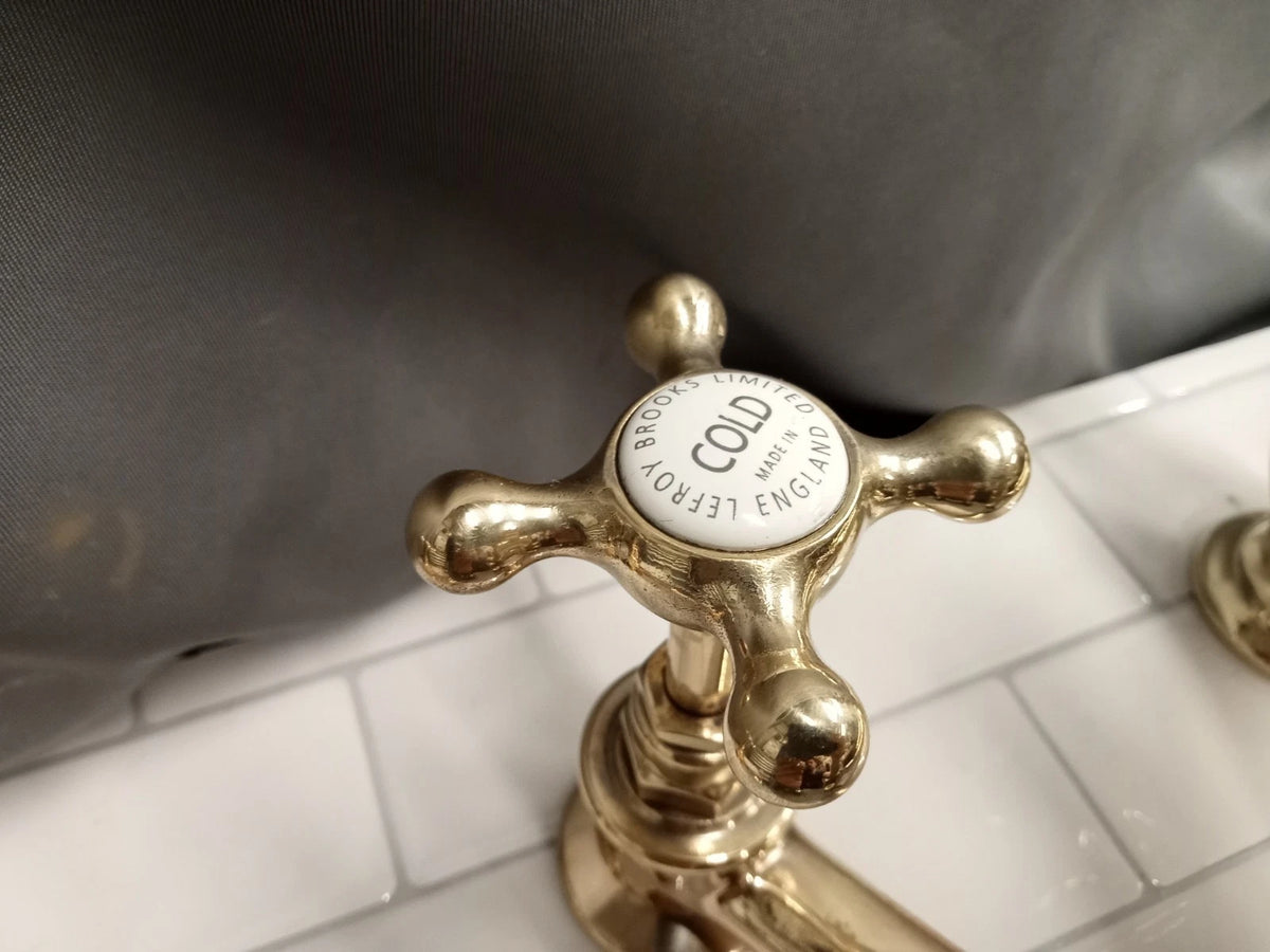 Lefroy Brooks Brass Long Nose Bath Taps and Basin Taps Reconditioned