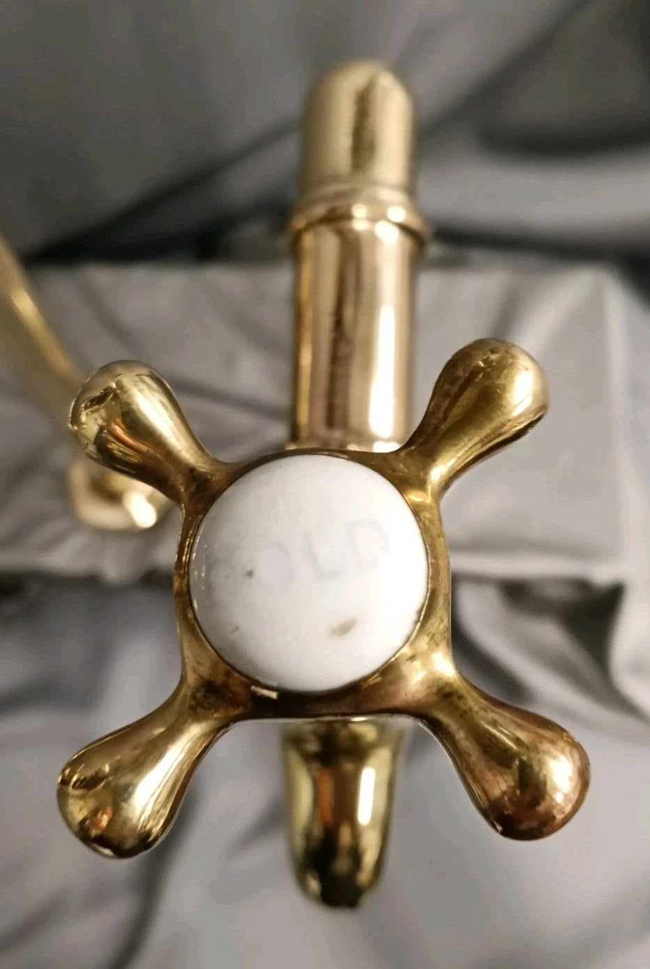Brass Bib Taps, Supertall, Long Reach Bare Brass, Reclaimed 16 cm Spout Reconditioned