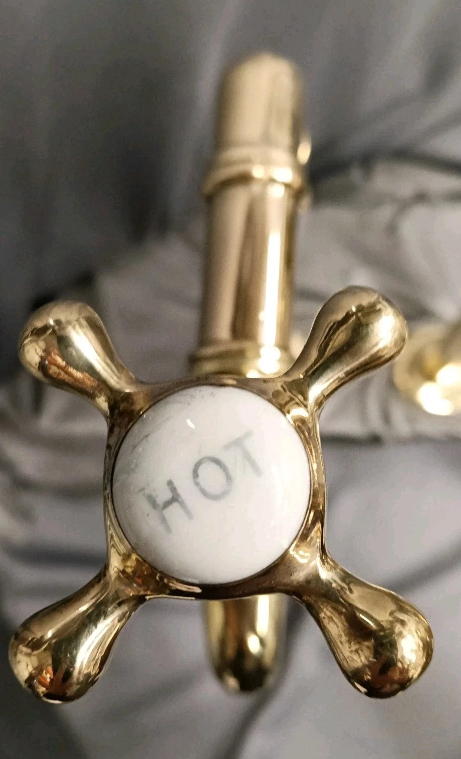 Brass Bib Taps, Supertall, Long Reach Bare Brass, Reclaimed 16 cm Spout Reconditioned