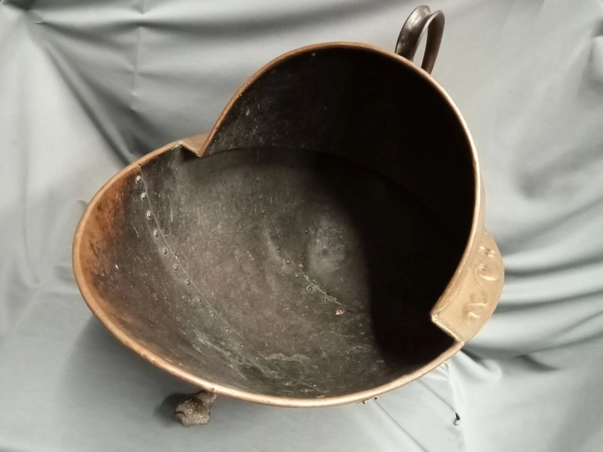 Large Antique Copper Coal Scuttle Arts and Crafts