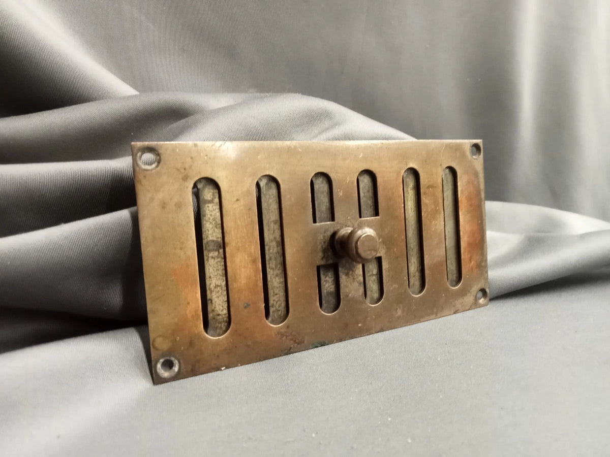 Air Vent, Aged Brass Hit & Miss Vent 15 cm by 7.5 cm