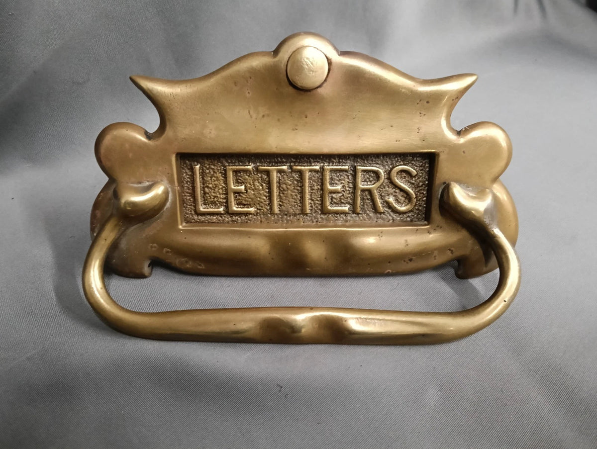 Brass Letterbox Very Ornate, Vintage Letterbox, Original Patina Brass