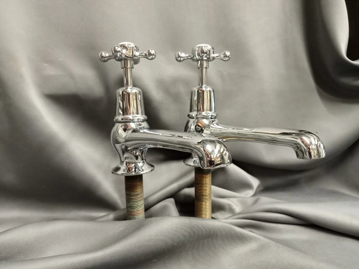 Long Reach Chrome Basin Taps, Reclaimed & Reconditioned D6