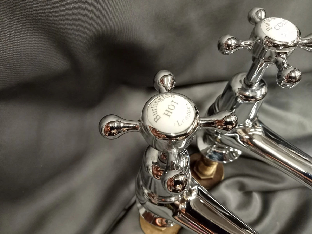 Long Reach Chrome Basin Taps, Reclaimed & Reconditioned D6