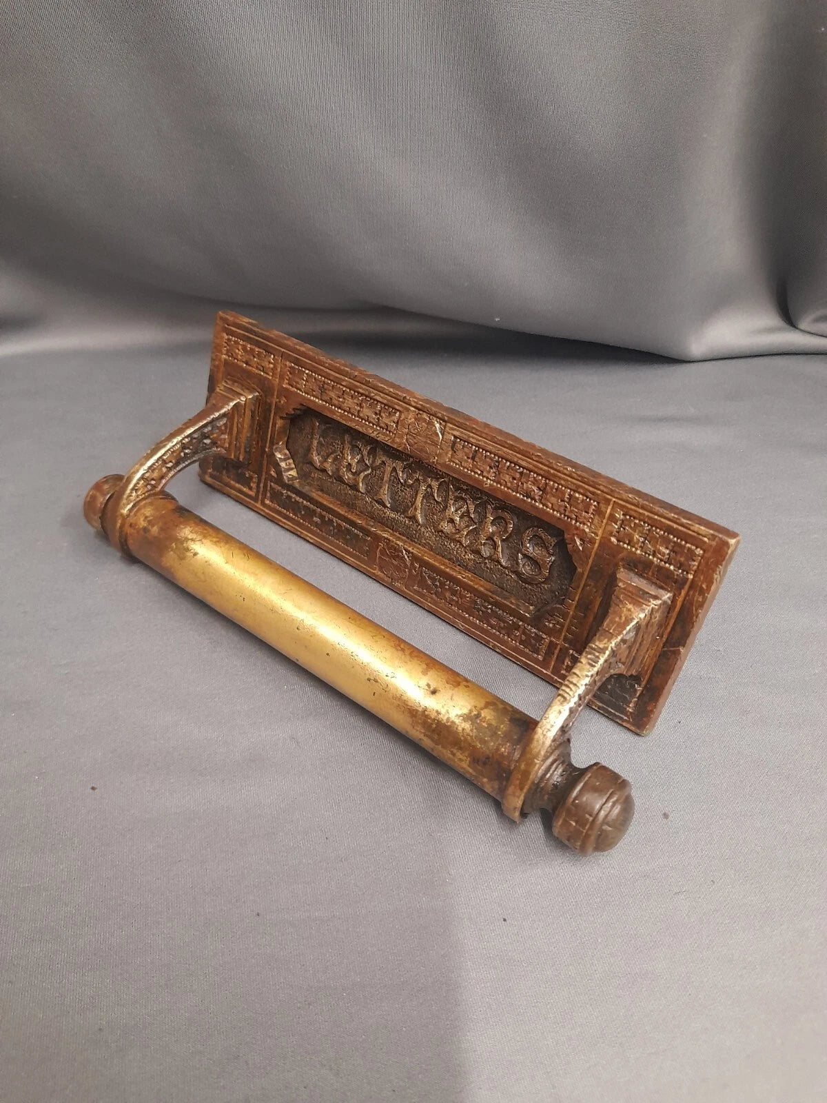 Brass Letterbox Door Pull Vintage Letterbox  Original Patina
