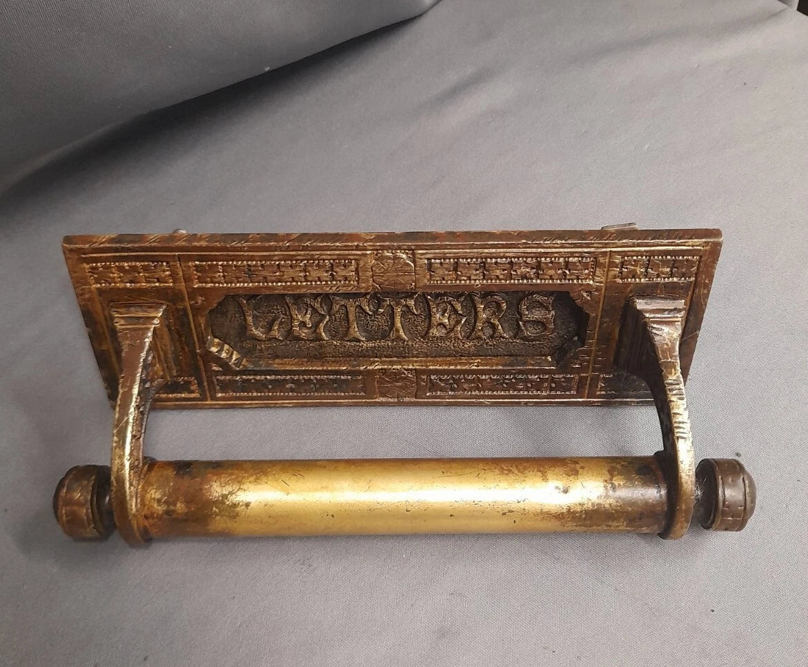 Brass Letterbox Door Pull Vintage Letterbox  Original Patina