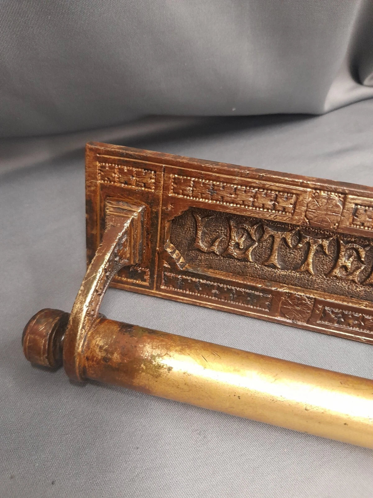 Brass Letterbox Door Pull Vintage Letterbox  Original Patina