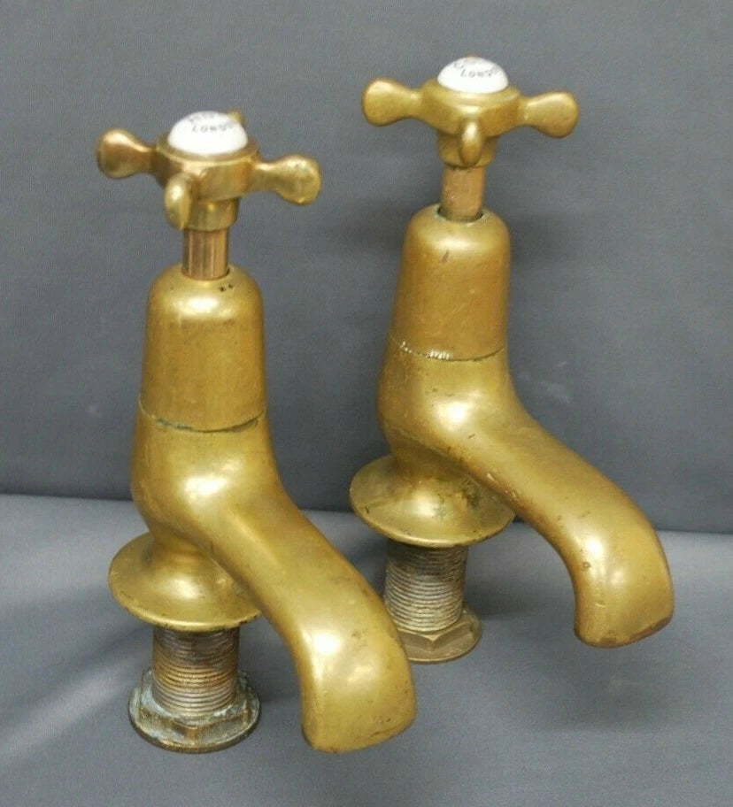 Huge Old Bath Taps Original Patina Brass Taps Reclaimed