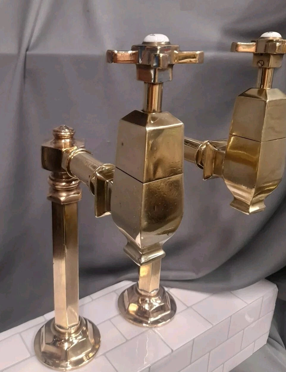 Super Large Super Chunky Tall Bare Brass Bib Taps, 3/4" Ideal Kitchen Sink Deco
