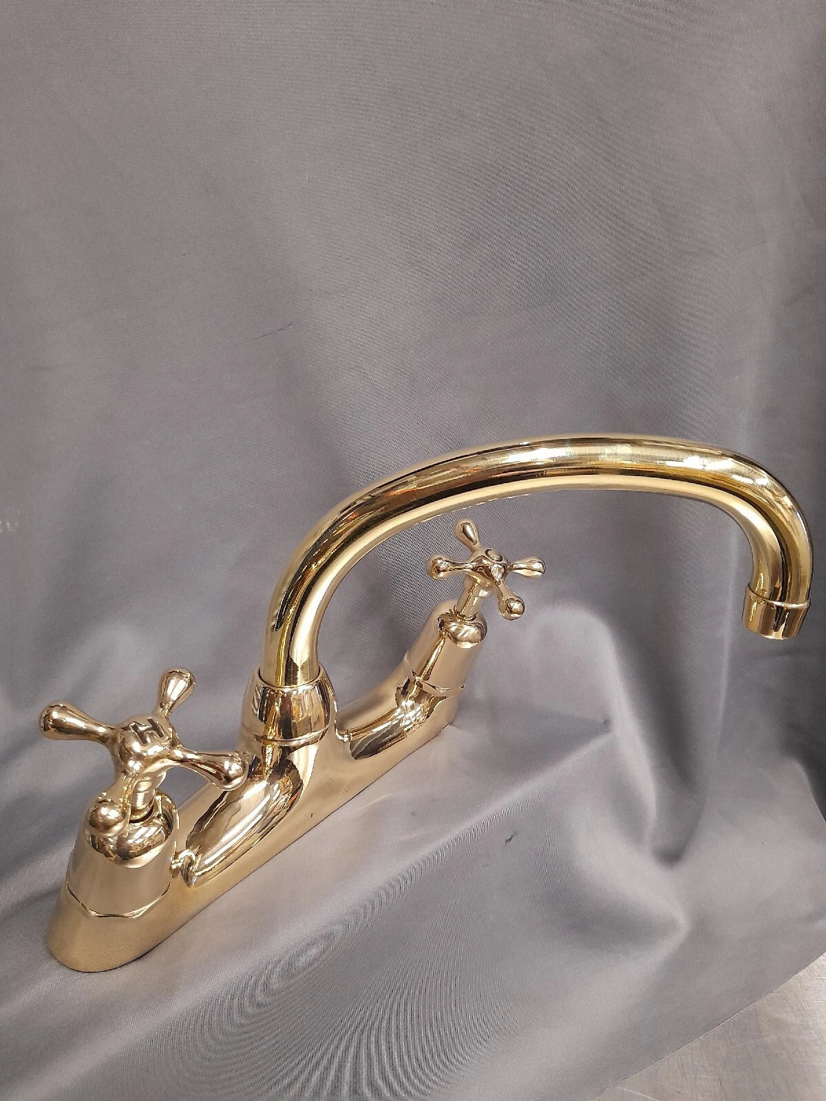 Brass Deck Mounted Bi-Flo Mixer Taps, Ideal Belfast Sink Refurbed