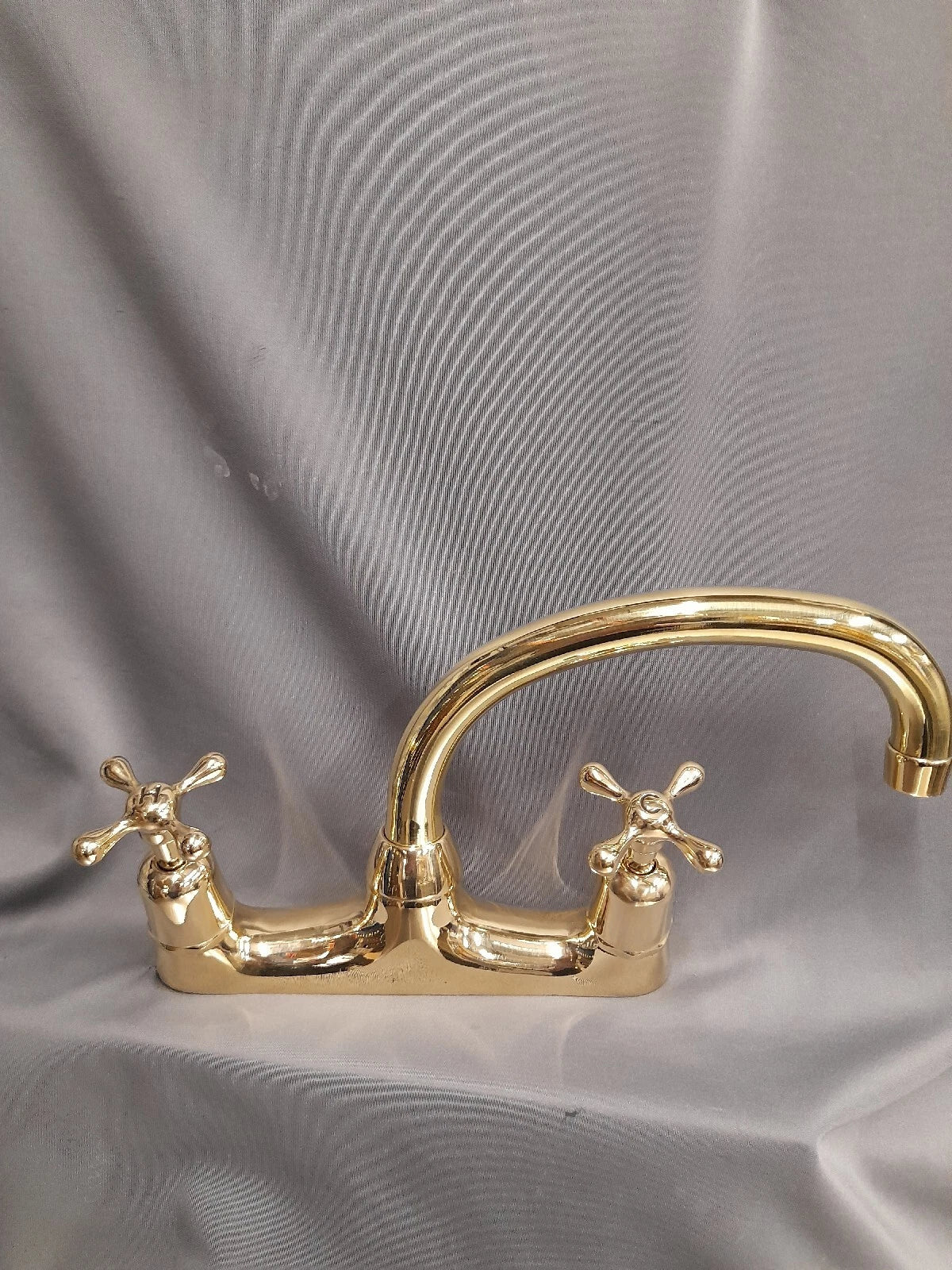 Brass Deck Mounted Bi-Flo Mixer Taps, Ideal Belfast Sink Refurbed
