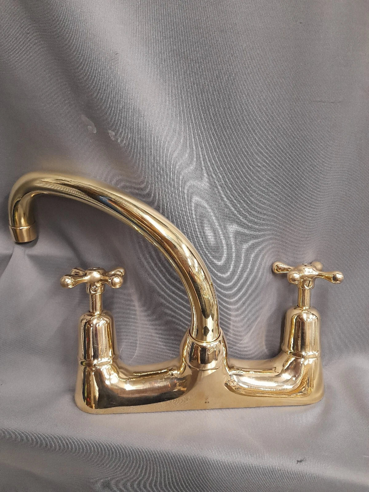 Brass Deck Mounted Bi-Flo Mixer Taps, Ideal Belfast Sink Refurbed