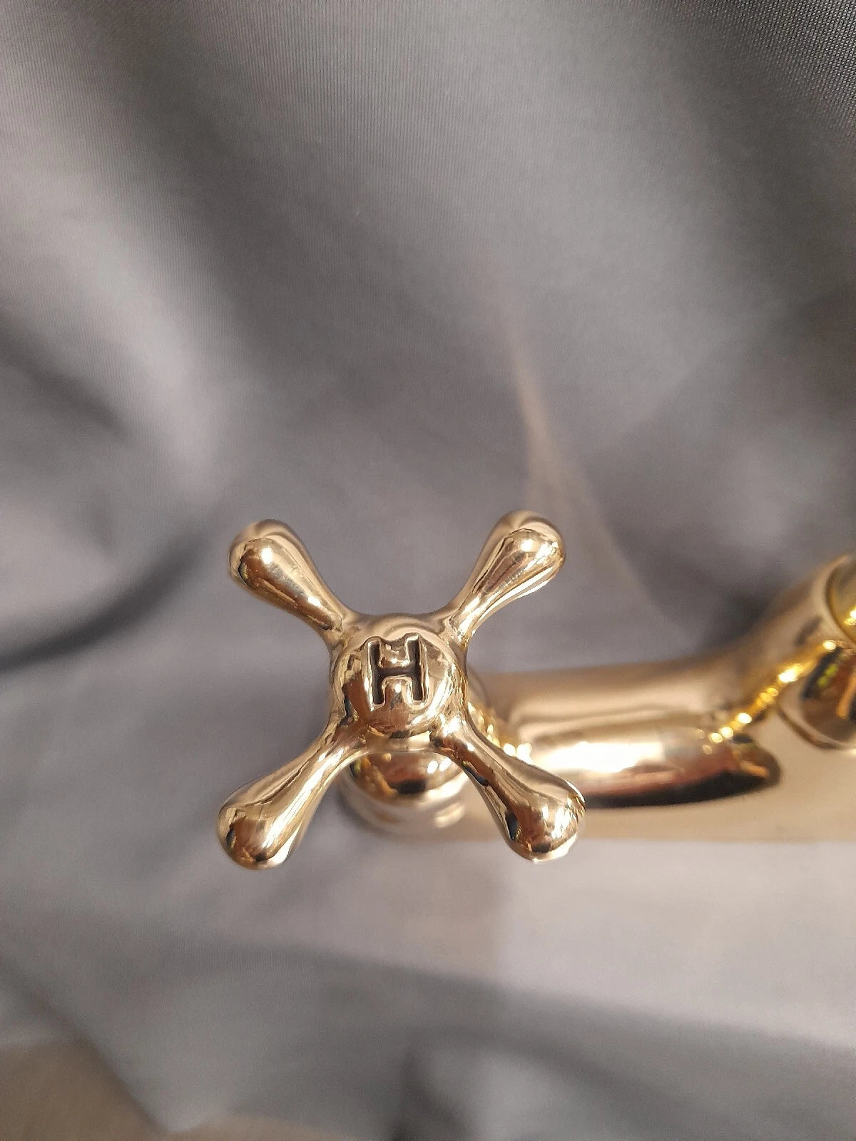Brass Deck Mounted Bi-Flo Mixer Taps, Ideal Belfast Sink Refurbed