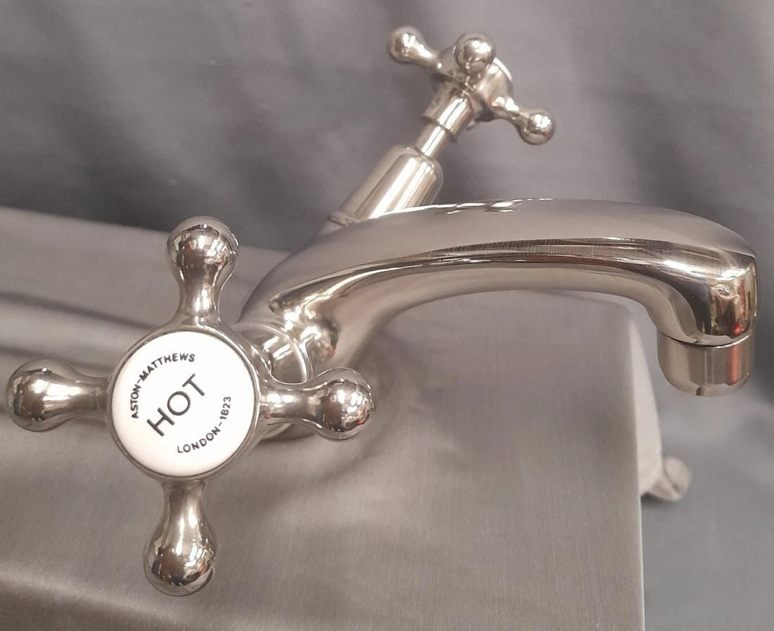 Aston Matthews Nickel Basin Mono Mixer Tap, Reclaimed & Refurbished