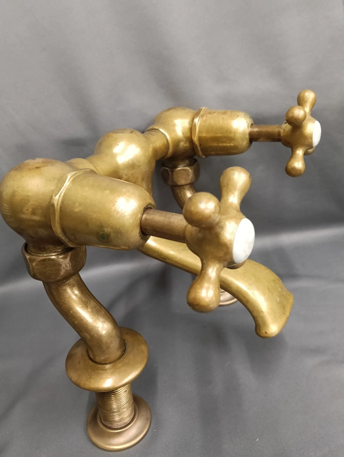 Aged Brass Bath Filler Taps, Reclaimed & Fully Reconditioned Taps