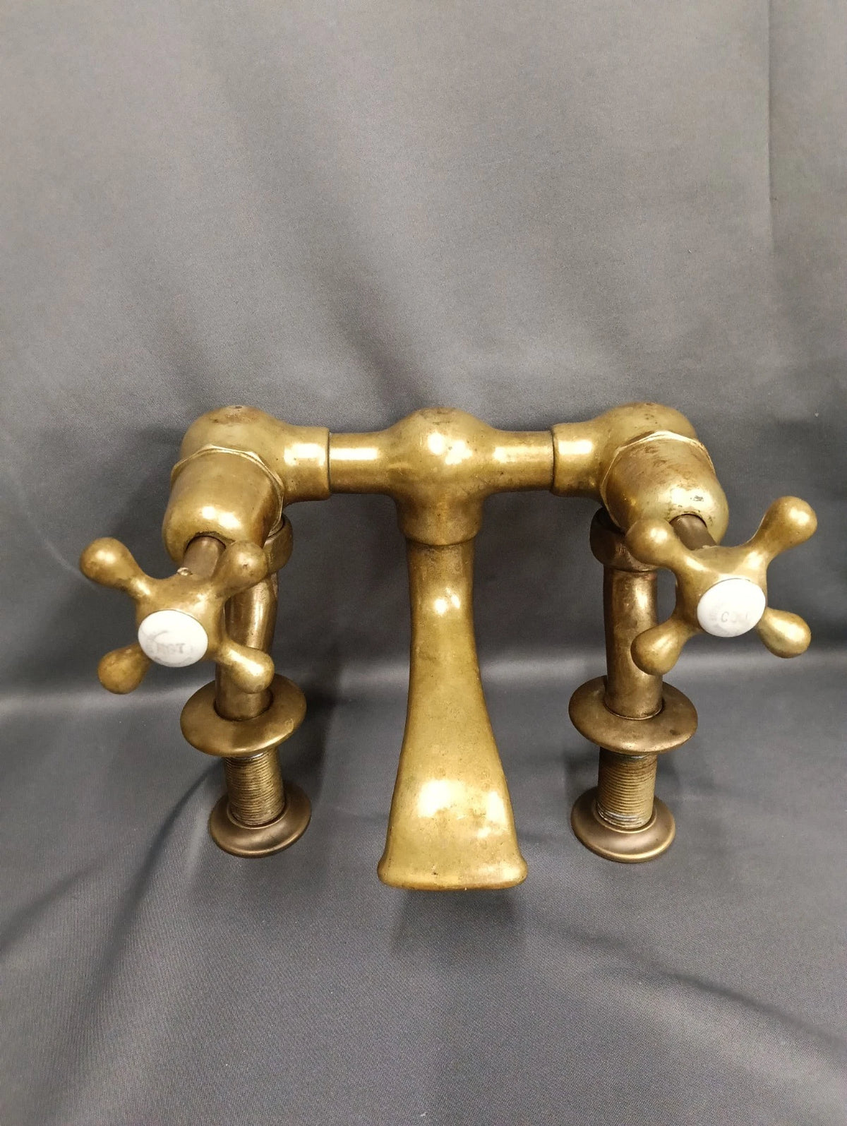 Aged Brass Bath Filler Taps, Reclaimed & Fully Reconditioned Taps