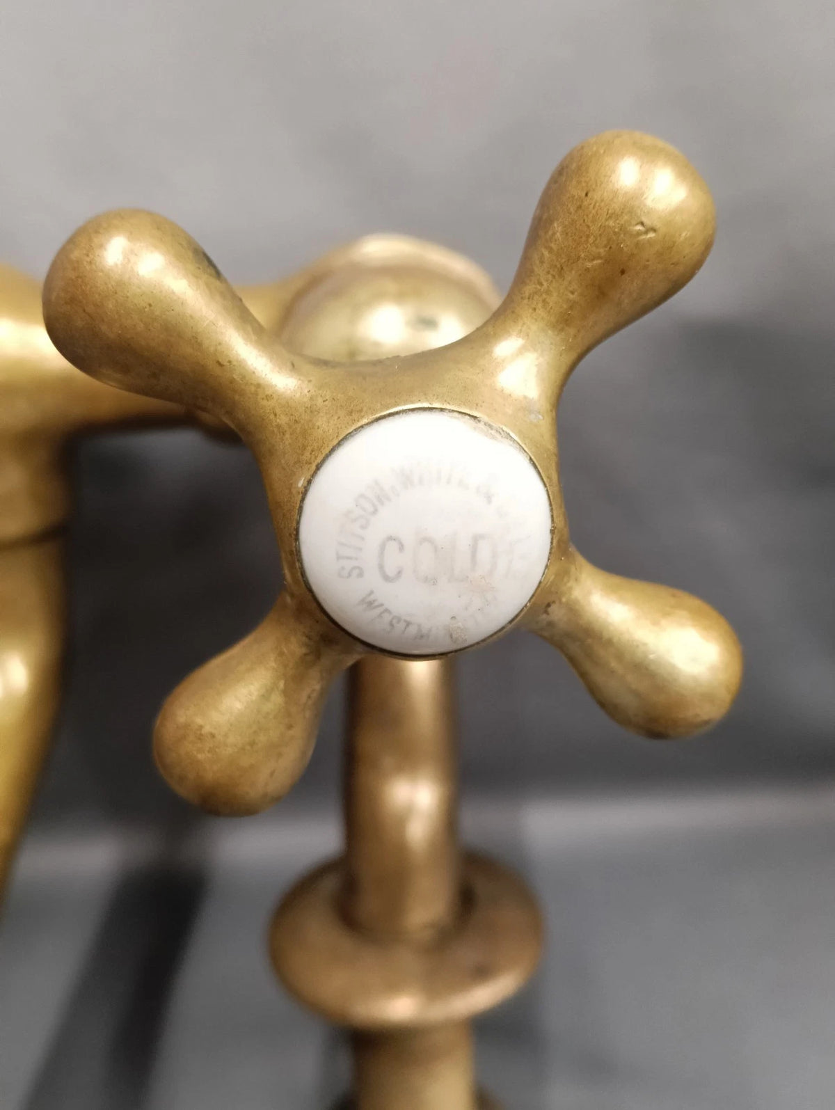 Aged Brass Bath Filler Taps, Reclaimed & Fully Reconditioned Taps