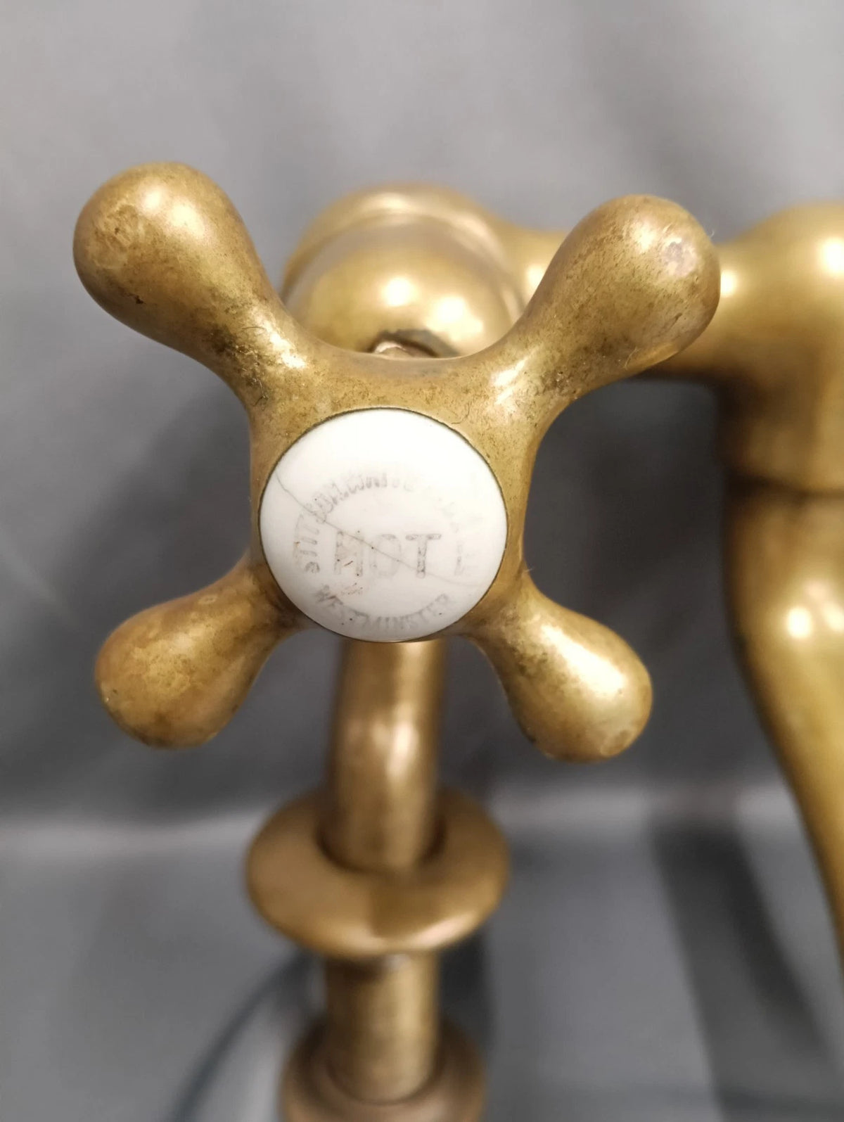 Aged Brass Bath Filler Taps, Reclaimed & Fully Reconditioned Taps