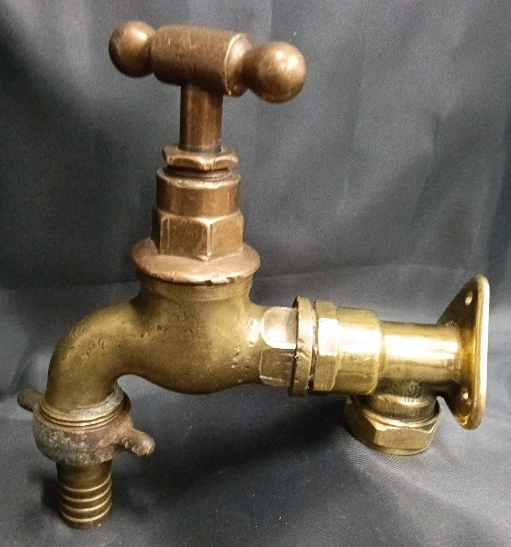 X Large Aged Brass Garden Tap Reclaimed &Refurbed Garden Tap
