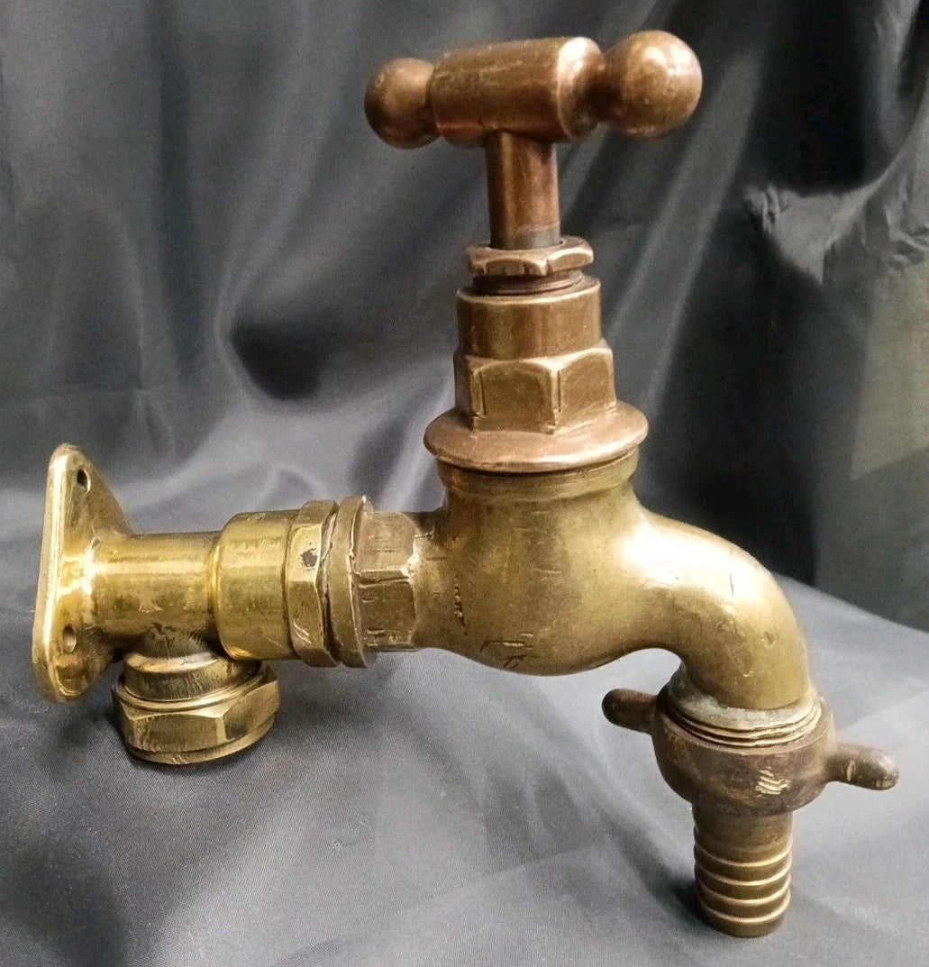 X Large Aged Brass Garden Tap Reclaimed &Refurbed Garden Tap