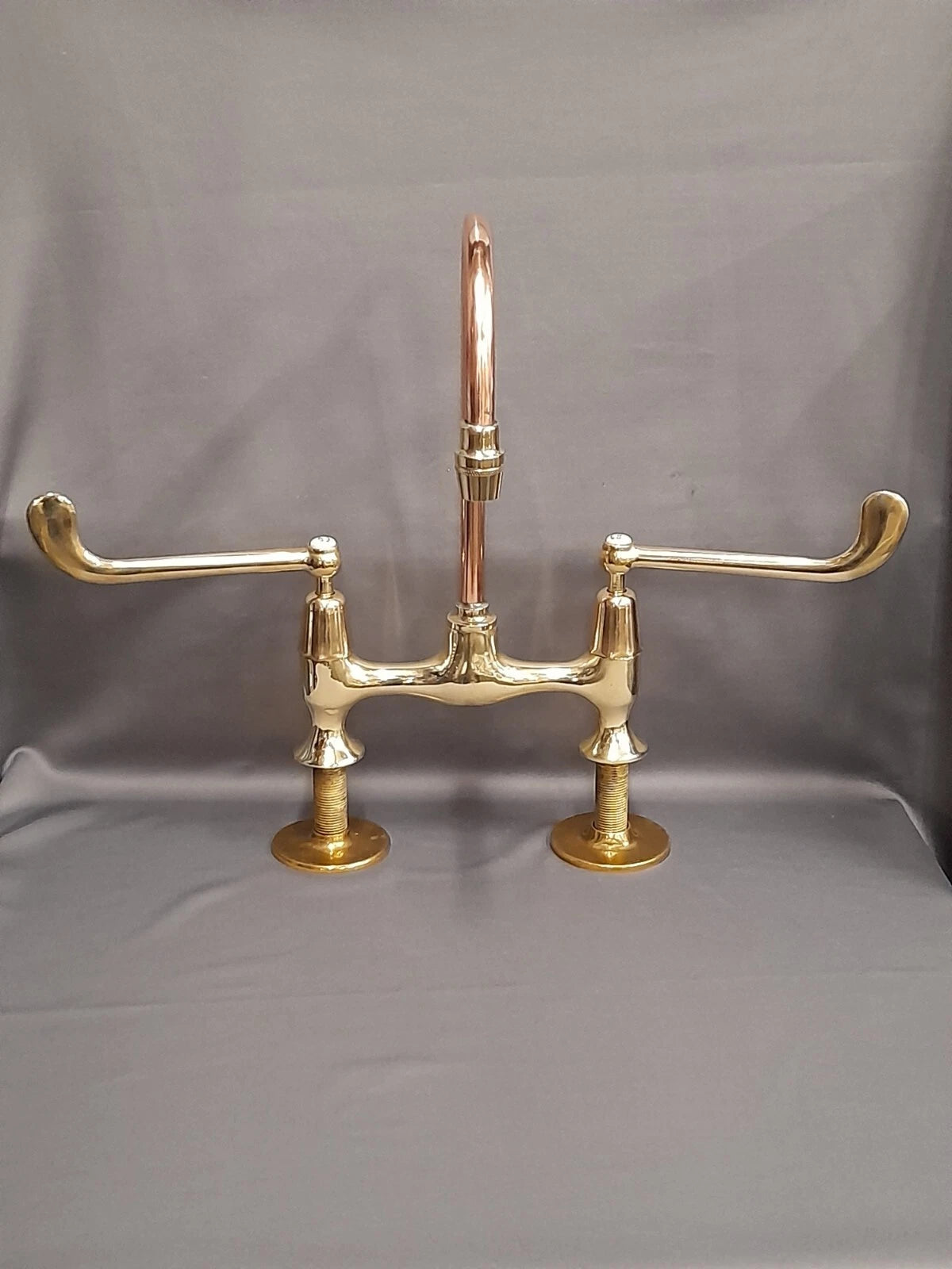Brass & Copper Mixer Taps Ideal Belfast Kitchen Sink, Large Levers Refurbed Taps