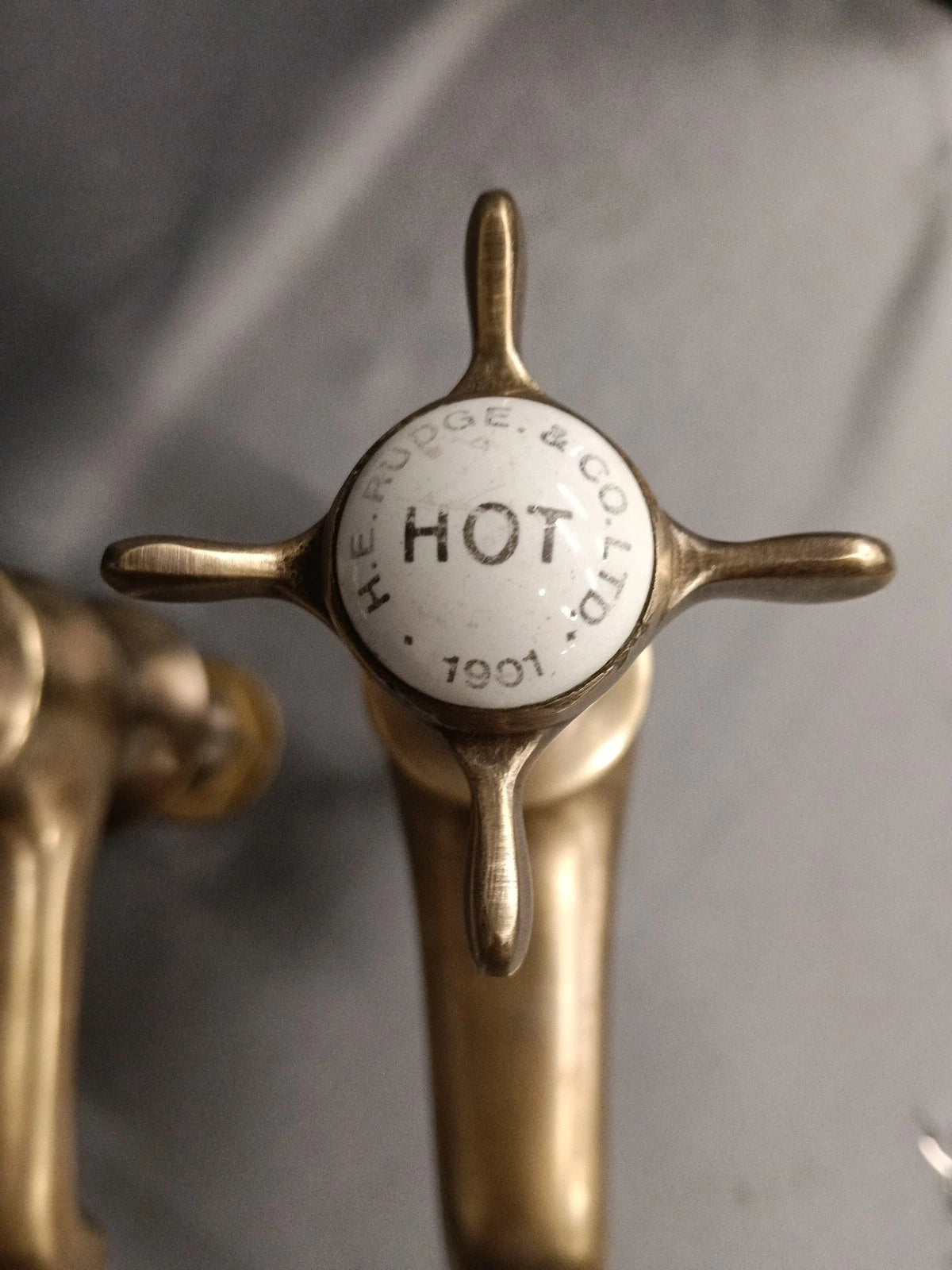 H. E. Rudge Bath Taps Aged Brass  Refurbed 10 cm Spout