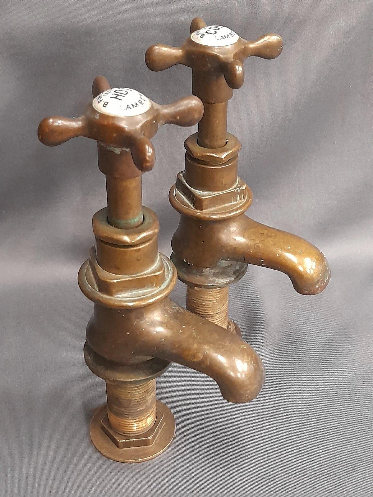 Brass Original Dark Patina Bath Taps  7 cm Spout Fully Refurbished
