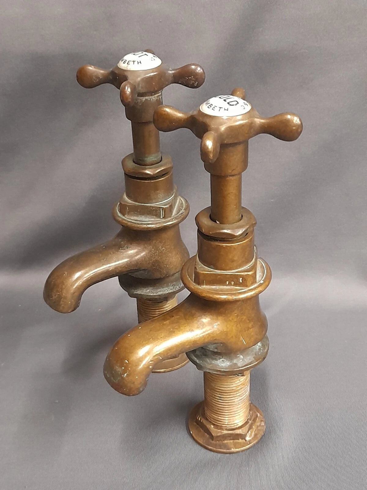 Brass Original Dark Patina Bath Taps  7 cm Spout Fully Refurbished