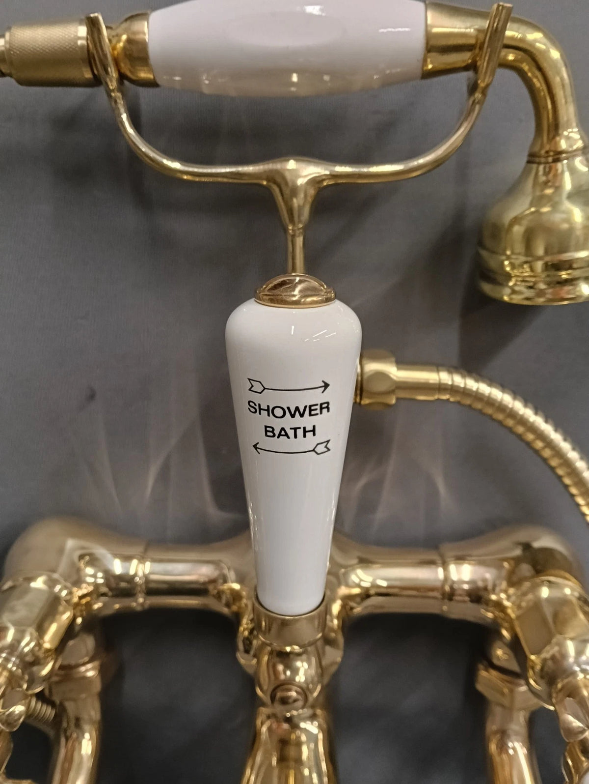 PERRIN & ROWE BARE BRASS BATH SHOWER MIXER TAP RECONDITIONED LONG REACH LEGS