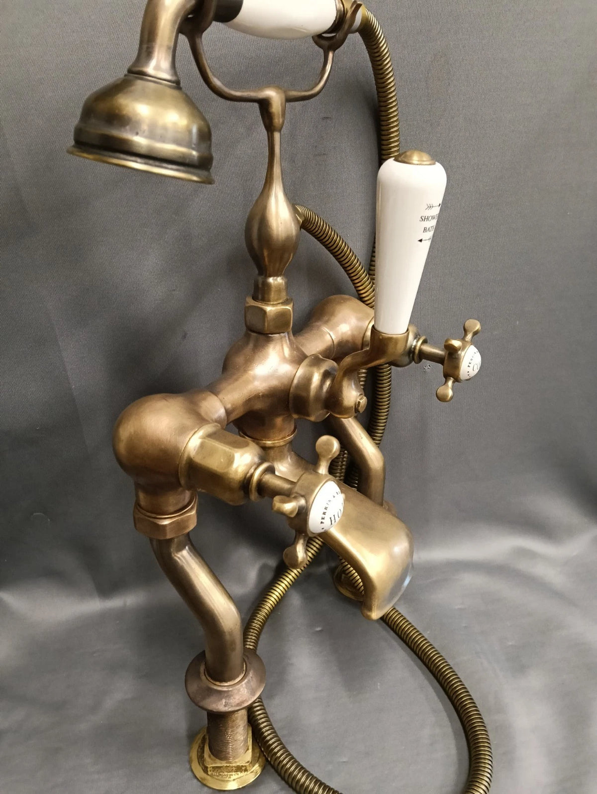 PERRIN & ROWE AGED BRASS BATH SHOWER MIXER TAP RECLAIMED RECONDITIONED
