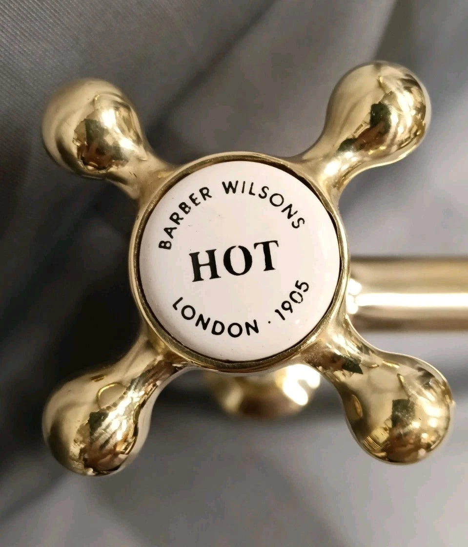 BARBER WILSONS BARE BRASS KITCHEN MIXER TAPS, RECLAIMED & FULL RECONDITIONED