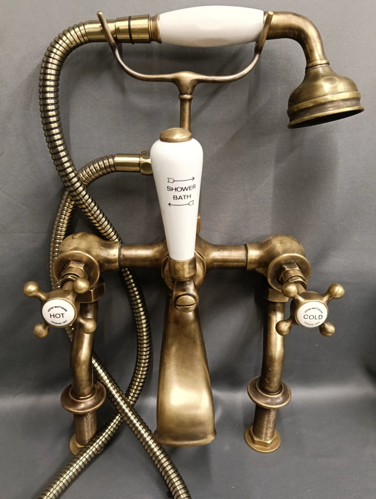 ASTON MATTHEWS AGED BRASS BATH SHOWER MIXER TAP RECLAIMED RECONDITIONED