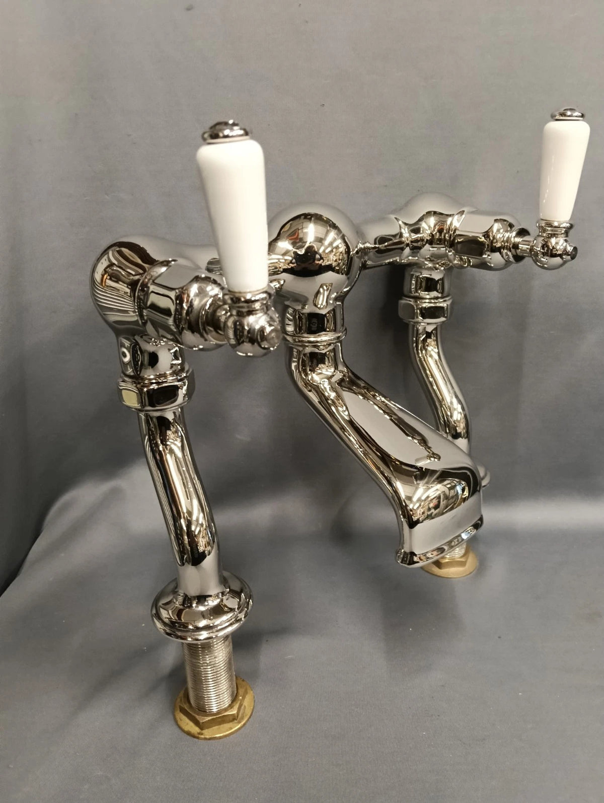 Perrin & Rowe Nickel Bath Filler Deck Mounted Lever Taps Refurbished