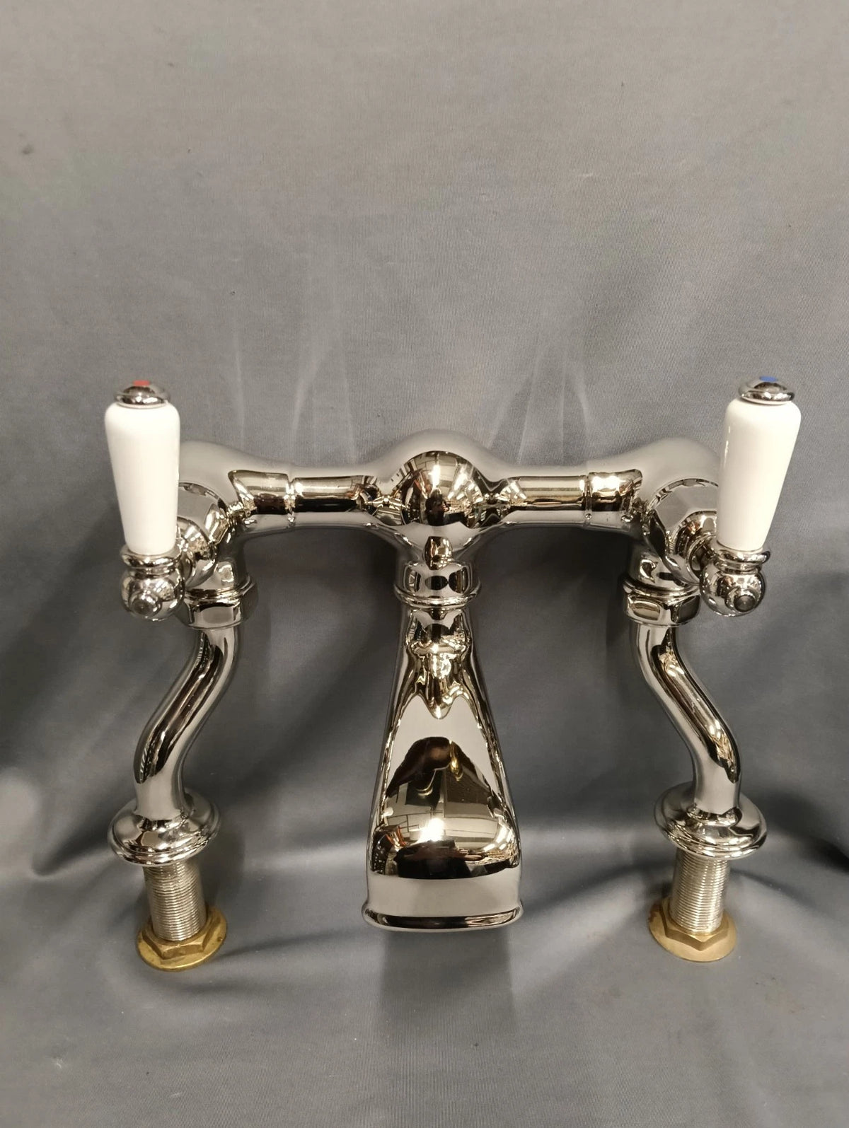 Perrin & Rowe Nickel Bath Filler Deck Mounted Lever Taps Refurbished