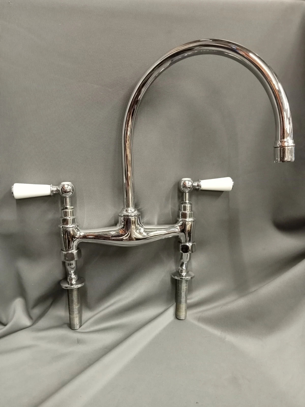 Lefroy Brooks Chrome Mixer Taps Ideal 4 Belfast Kitchen Sink, Reconditioned