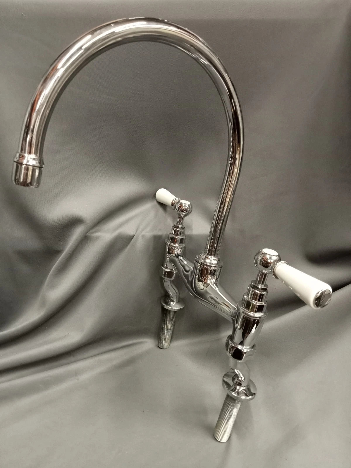 Lefroy Brooks Chrome Mixer Taps Ideal 4 Belfast Kitchen Sink, Reconditioned