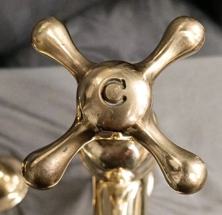 Huge Bare Brass Pillar Taps, Reclaimed & Fully Refurbished Ready to Fit