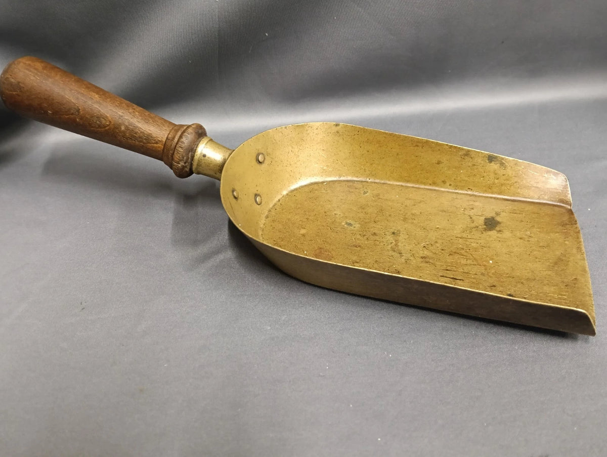 Brass Coal, Ash, Grain Shovel, Brass with Wooden Handle