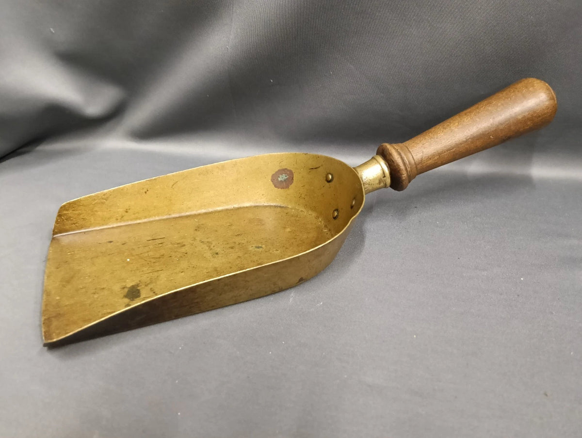 Brass Coal, Ash, Grain Shovel, Brass with Wooden Handle