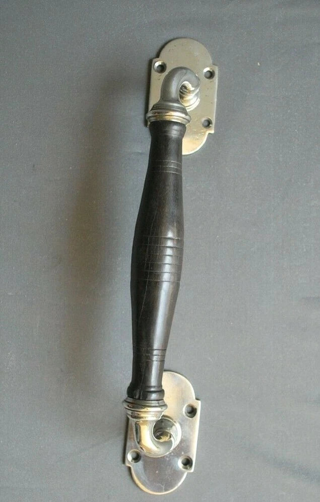Stunning Nickel Door Handle / Pull / Heavyweight Solid Wood & Nickel