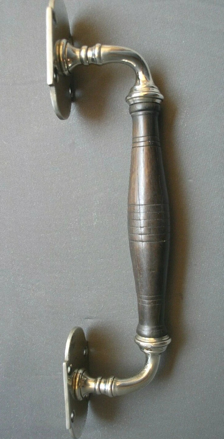Stunning Nickel Door Handle / Pull / Heavyweight Solid Wood & Nickel